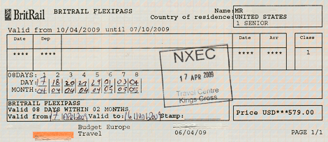 BritRailFlexiPass2009
