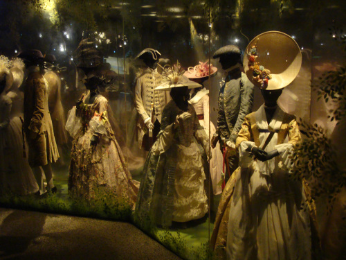 This a photo taken from a scene you can see at the Museum of London. The costumes are too early, of course, but Lady P would not let me bring a camera along.